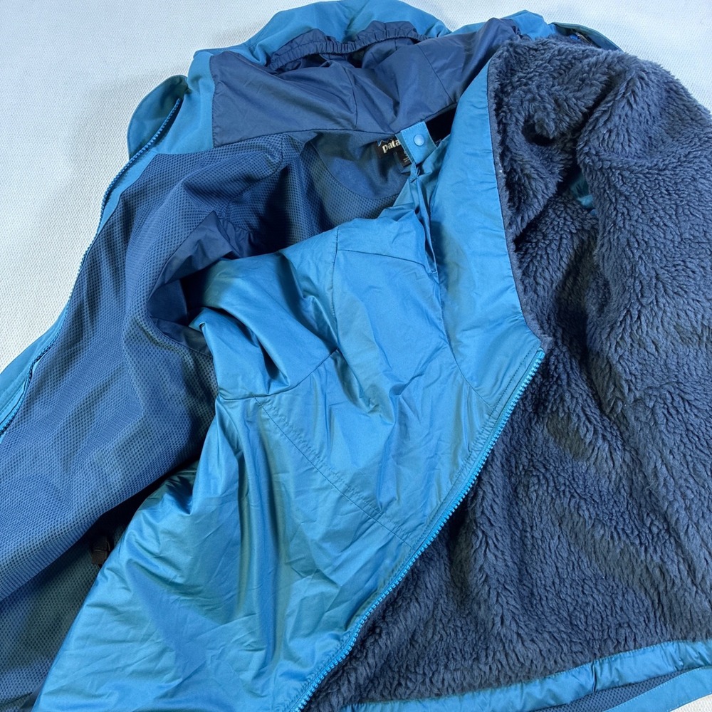 Patagonia Kids H2No Insulated Fleece Lined Waterproof Parka Jacket Blue Large 12 - Picture 10 of 16